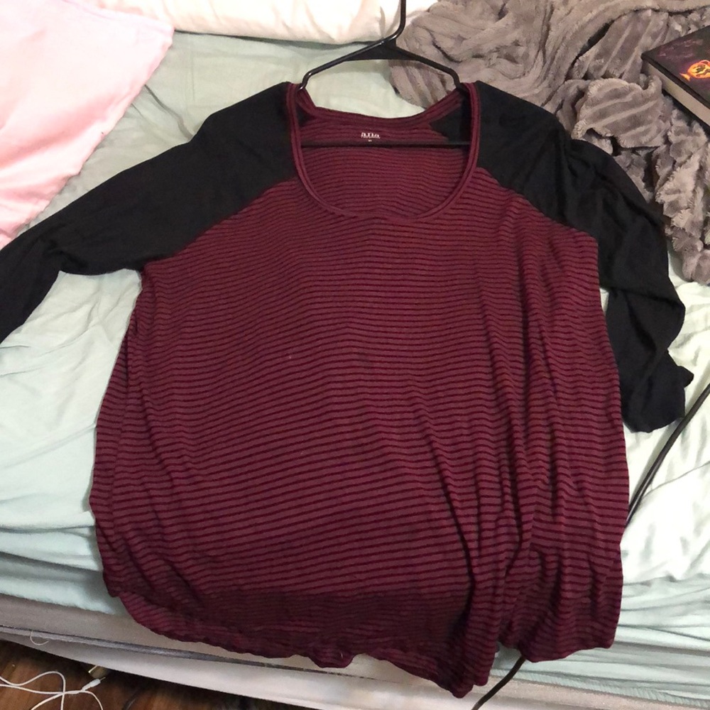 Maroon and black striped shirt